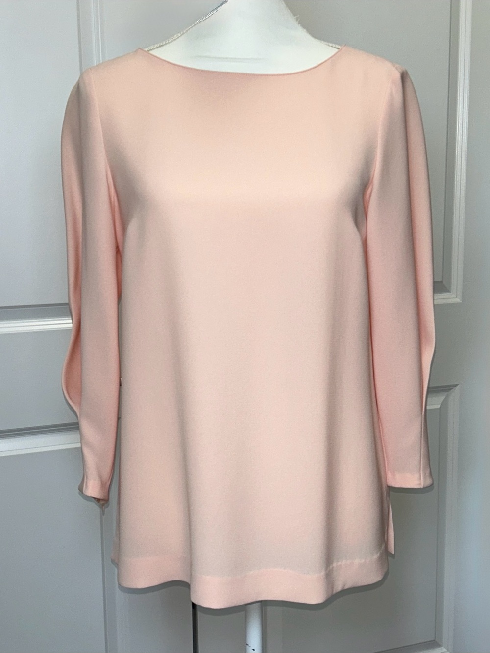 Lafayette 148 New York Blush Pink Boat Neck Long Sleeve Blouse Size 0‎